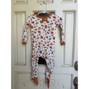 Burt's Bees Baby Thanksgiving Pie Pumpkin Print Footed Pajamas One Piece Sz 12 M